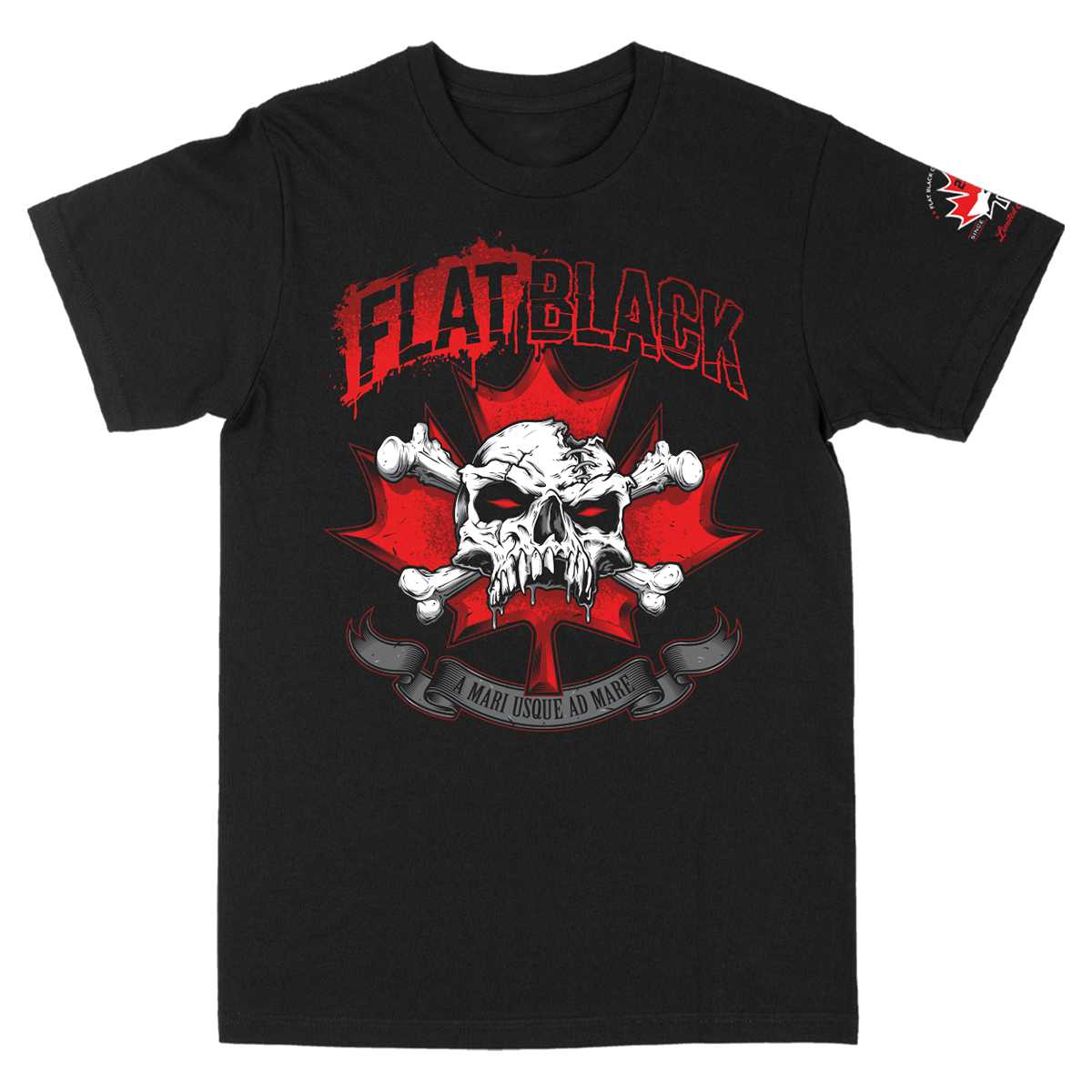 Black cotton tour tee from Flat Black with twenty twenty three Canadian tour dates on the back.