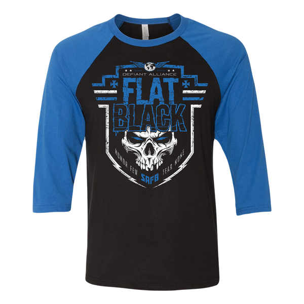 Official Flat Black Merchandise - DEFIANT RAGLAN - BLACK/ROYAL – Flat ...